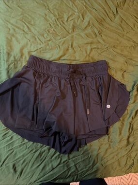 Women's black Athletic Shorts with Overlay